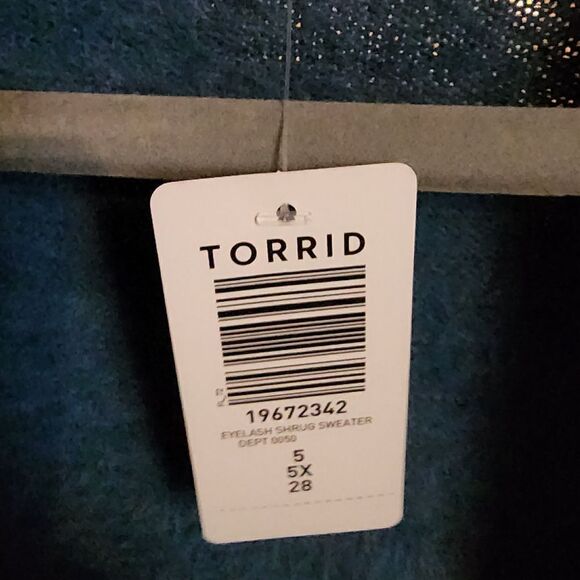 5X 28W Torrid Blue Shrug Eyelash Sweater Bolero Textured Knit Crop 90s Y2K Fuzzy - Picture 7 of 8